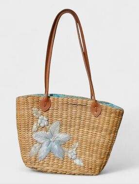 Lilly Pulitzer Vintage Y2K Straw Tote Coastal Beach Resort Bag.